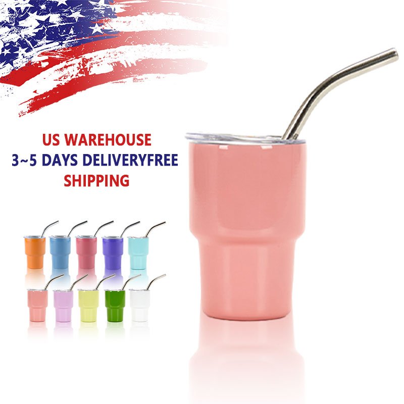 Hot Selling Sublimation Coffee Cups Tumbler Doubled Vacuum Water Bottle 3 oz Stainless Steel Mugs with Straw