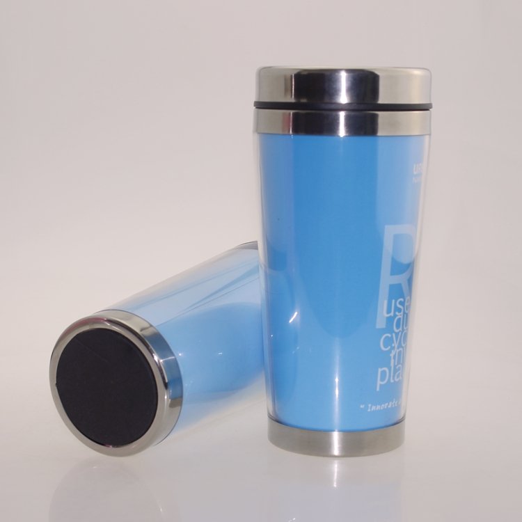 Inner stainless steel outer plastic car cup changeable insert paper travel coffee mug