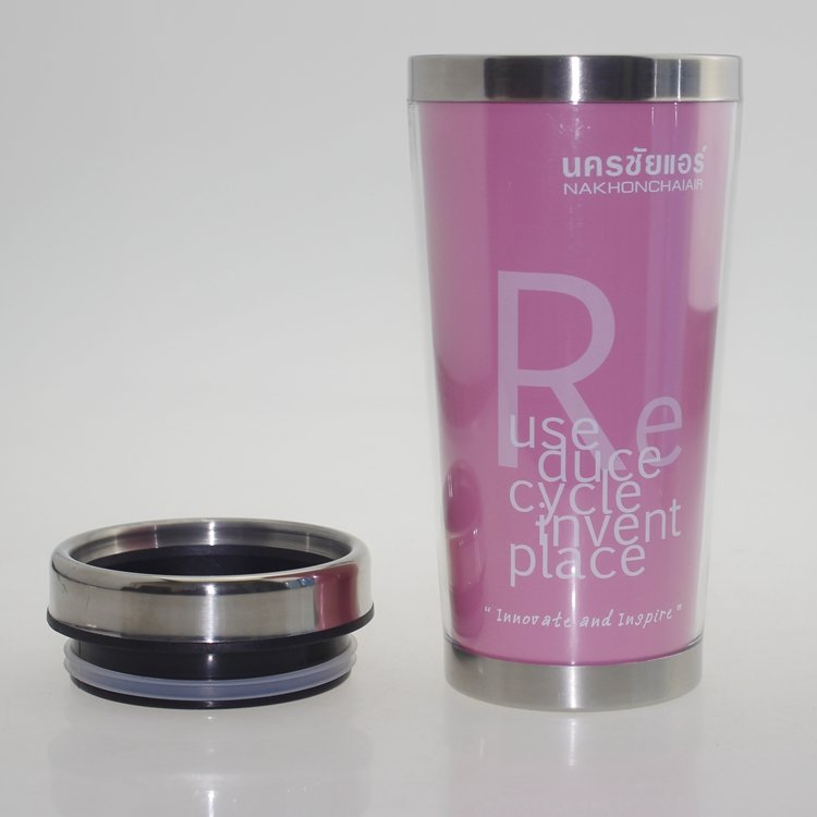 Inner stainless steel outer plastic car cup changeable insert paper travel coffee mug
