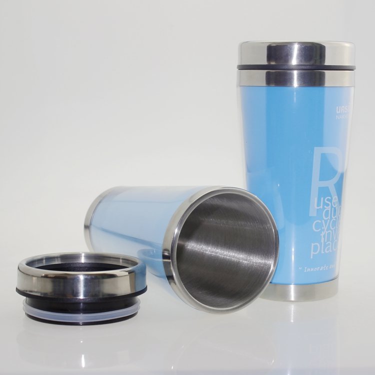 Inner stainless steel outer plastic car cup changeable insert paper travel coffee mug