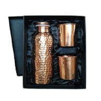 BPA-Free Eco-Friendly 900ml Copper Hammered Water Bottle Unique India Pure Copper Gym Drink Bottle with Customizable Logo