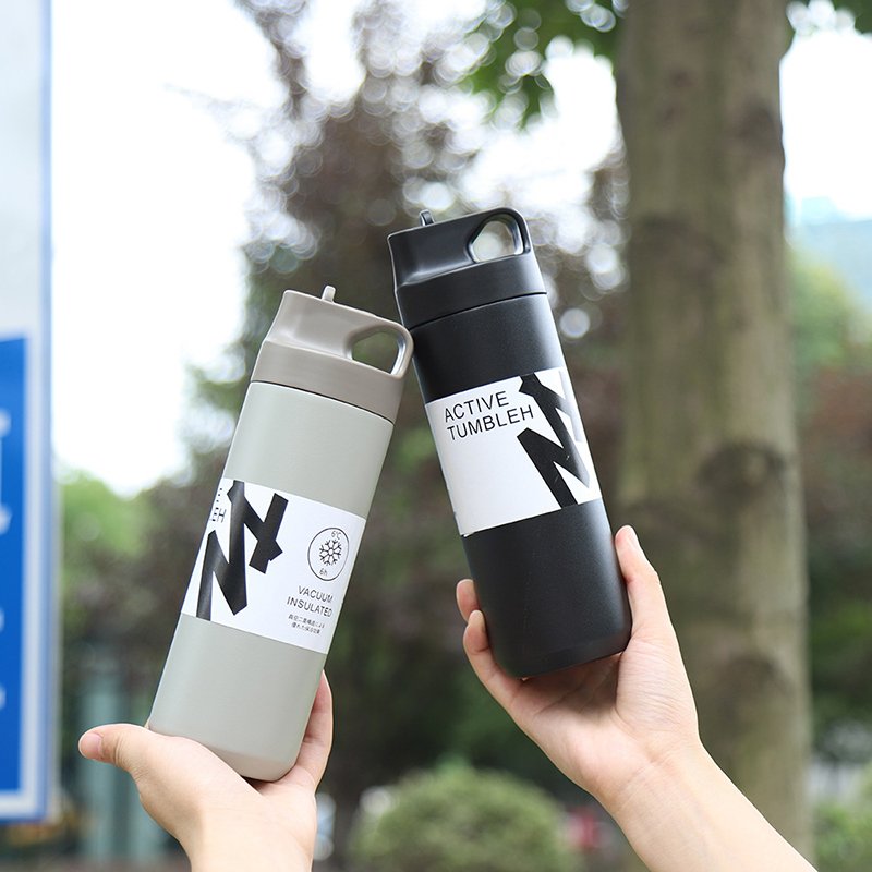 Japanese Style Bottle Thermos Flask Kinto Style Travel Coffee Tumbler Kinto Water Bottle Kinto Mug Cup with Suction Nozzle Straw