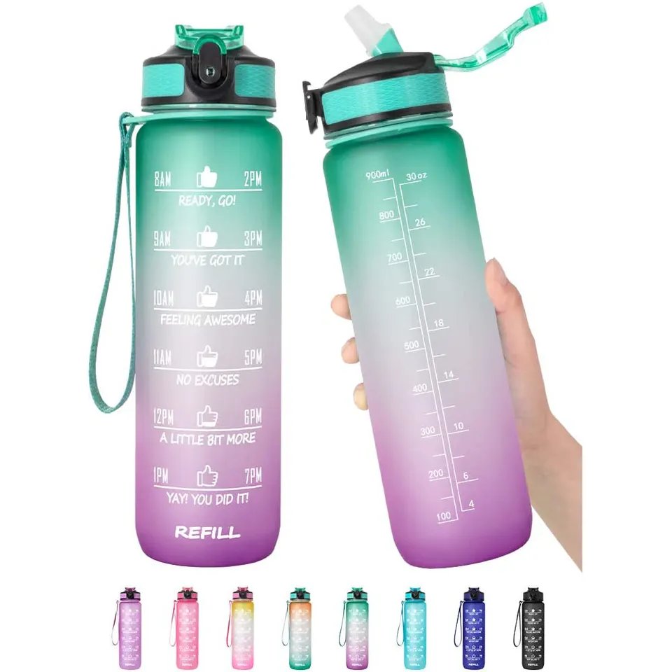 1L Motivate Copper Motivator Glass Measured 2 Liter Drinking Water Bottle Bpa Thermos 2 Lt Botellas De Agua For Water