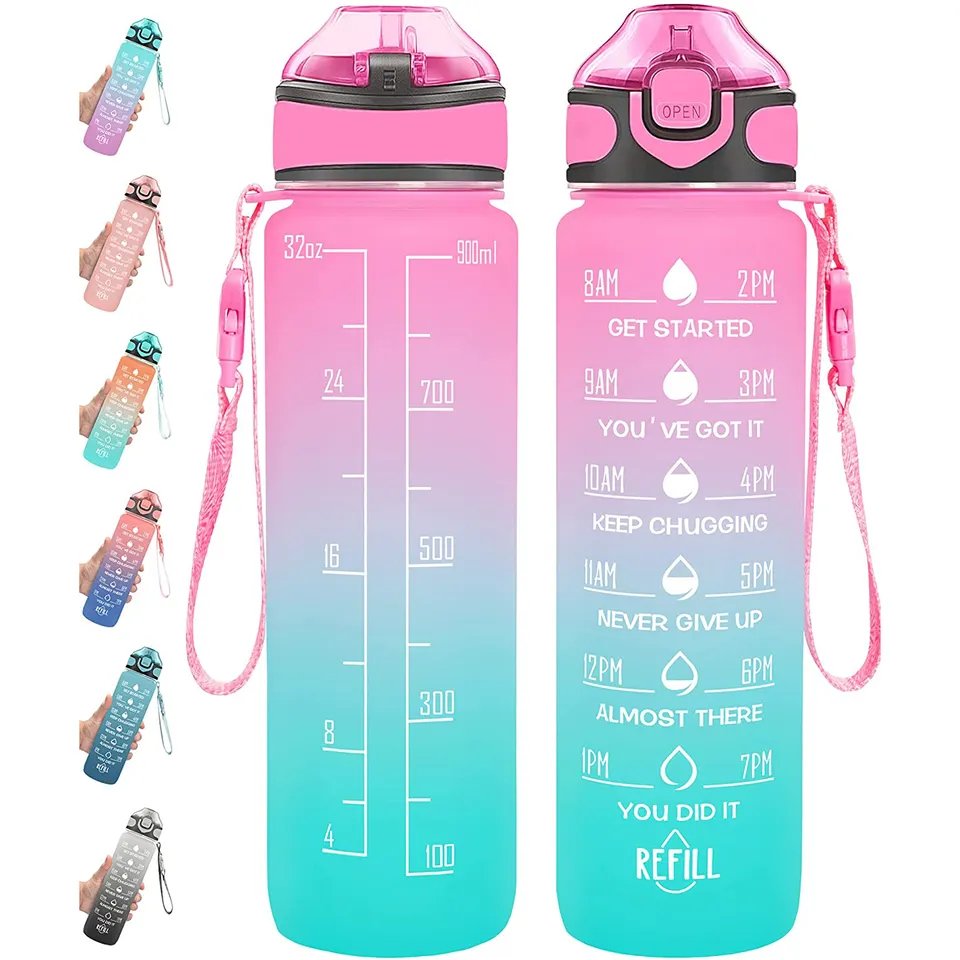 1L Motivate Copper Motivator Glass Measured 2 Liter Drinking Water Bottle Bpa Thermos 2 Lt Botellas De Agua For Water