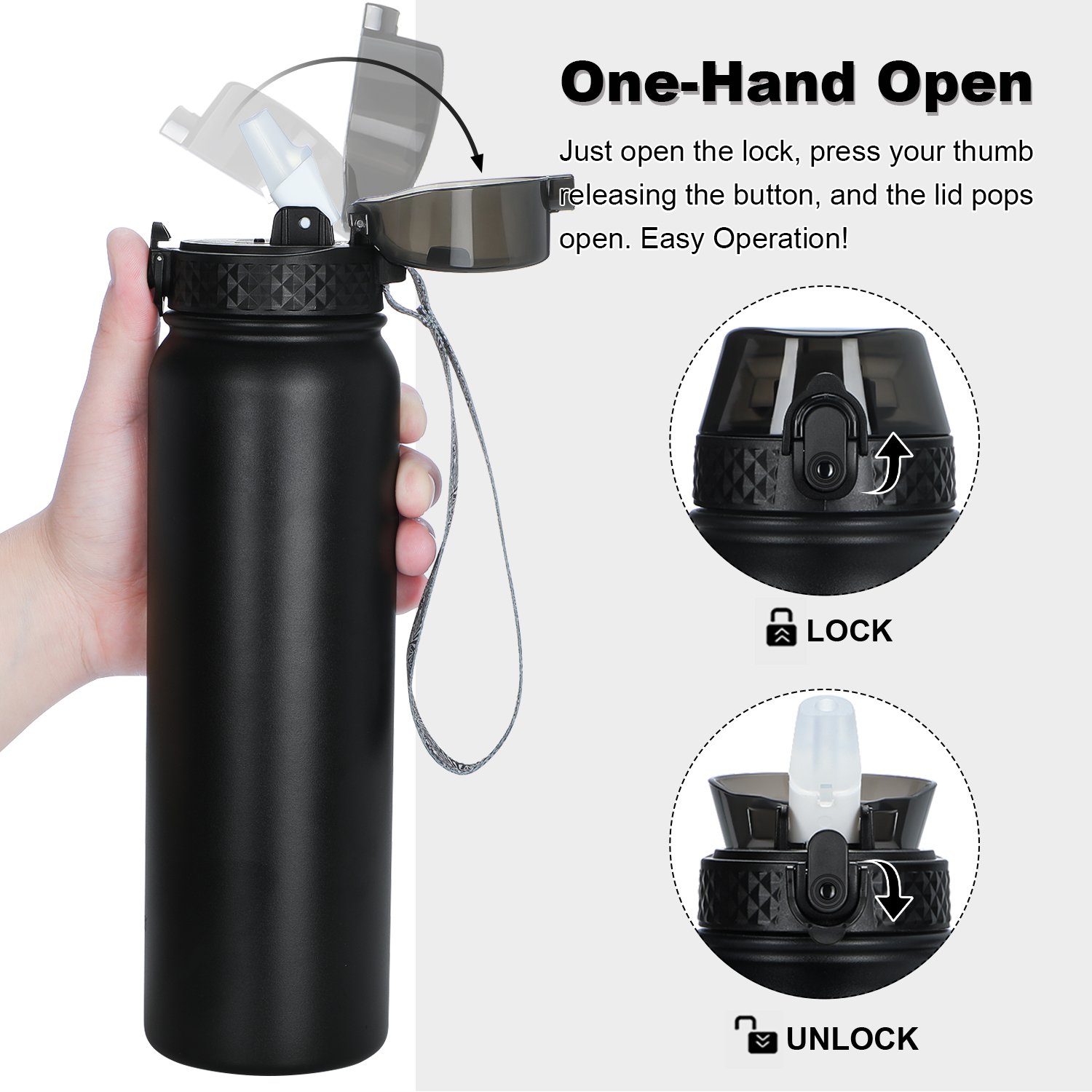 32oz Double Wall Stainless Steel Tumbler Thermos Portable Vacuum Flask Water Bottle For Sports With Custom Logo