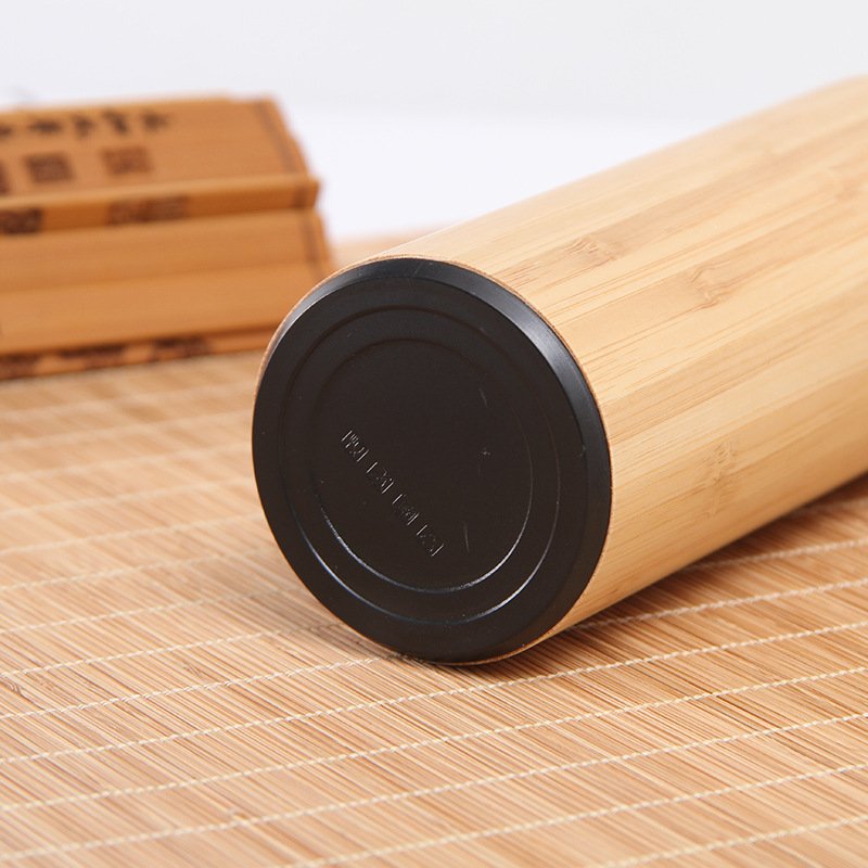 500 ml BPA bamboo blank water bottle Double Wall Tea Infuser Insulated Vacuum Stainless Steel Bamboo wooden Lid Water Bottle