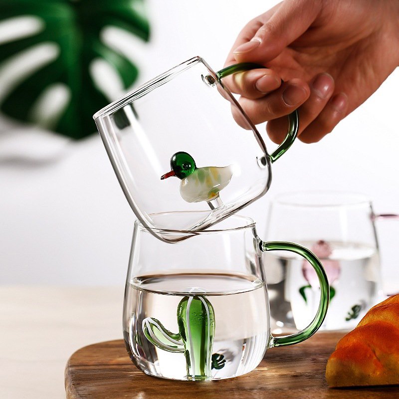 3d animal glass cup glass of water cute glass mug