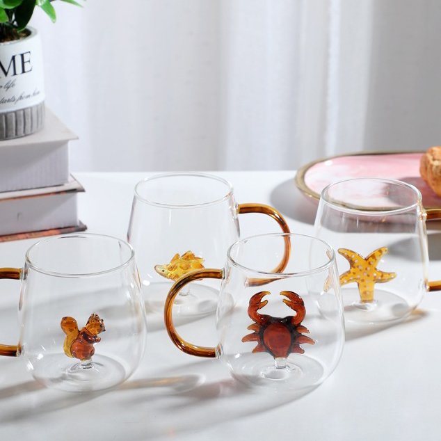 3d animal glass cup glass of water cute glass mug