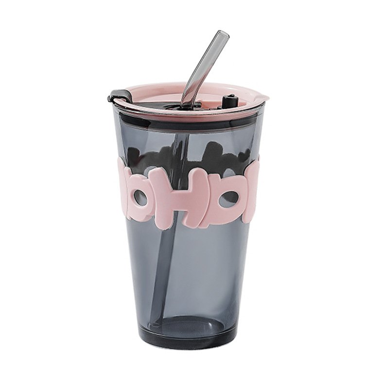 Hot Selling Cheap Glass Summer Women Cup Beautiful Mug Glass Straw Cup Water Bottle Summer Cooling Cup High-Looking Coffee Mug