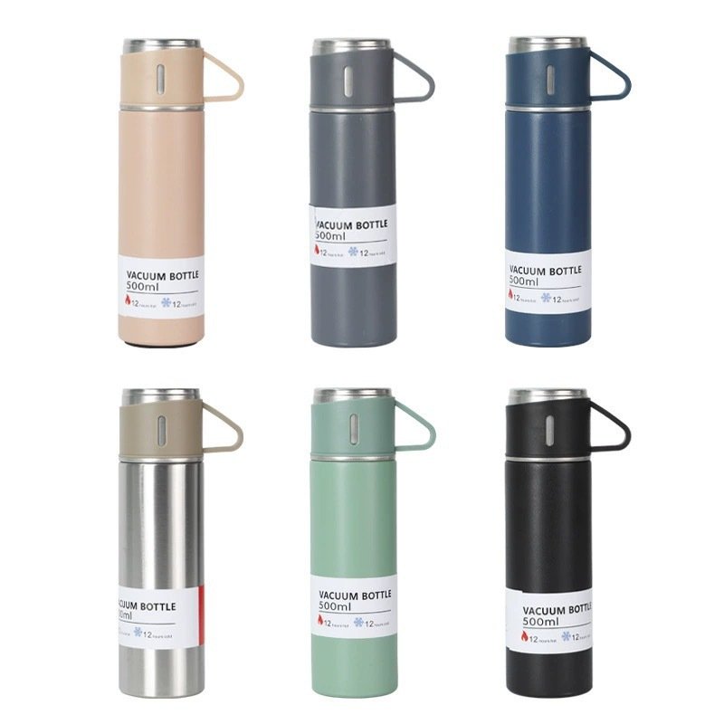 Outdoor Travel Coffee Tea Mug Christmas Gift 3pcs Thermos Vacuum Flask Stainless Steel Water Bottle Gift Set with 2 cup