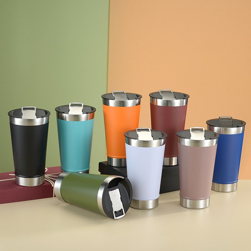 wholesale Brazil Reusable Stainless Steel thermal mug flask Outdoor Tumbler 16oz Insulated Beer Cups with Opener