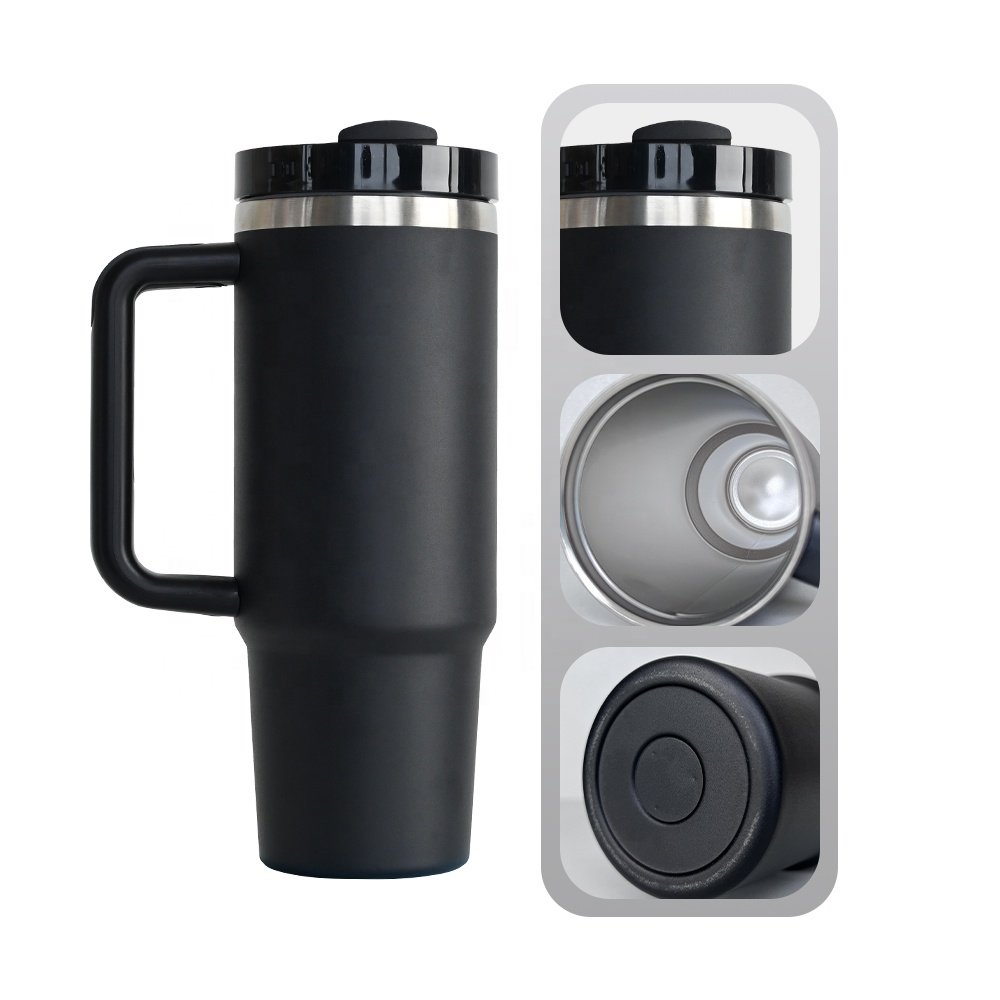Custom Logo 40 oz 40oz Double Wall Stainless Steel 30oz H2.0 Tumbler Travel Coffee Mug thermal Cup With Handle And Straw