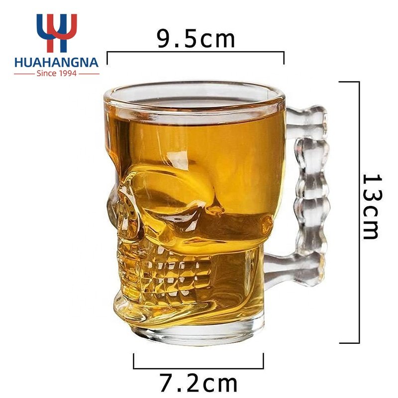 18 Ounce Classic Beer Juice Water Drinking Glass Mug Glasses 540ml Skull Face Beer Mug with Handle