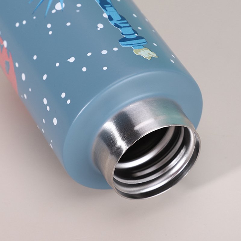 400ml Vacuum Thermos Flask with City Theme Heat Transfer Printing Vacuum Flasks Stainless Steel Straight Cup Poly Bag+white Box