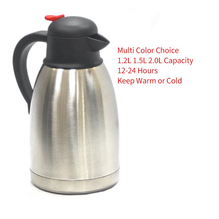 1.2L 1.5L 2L 201 Stainless Steel Coffee Carafe Double Wall Thermos Vacuum Flask Coffee Pot For Tea And Water