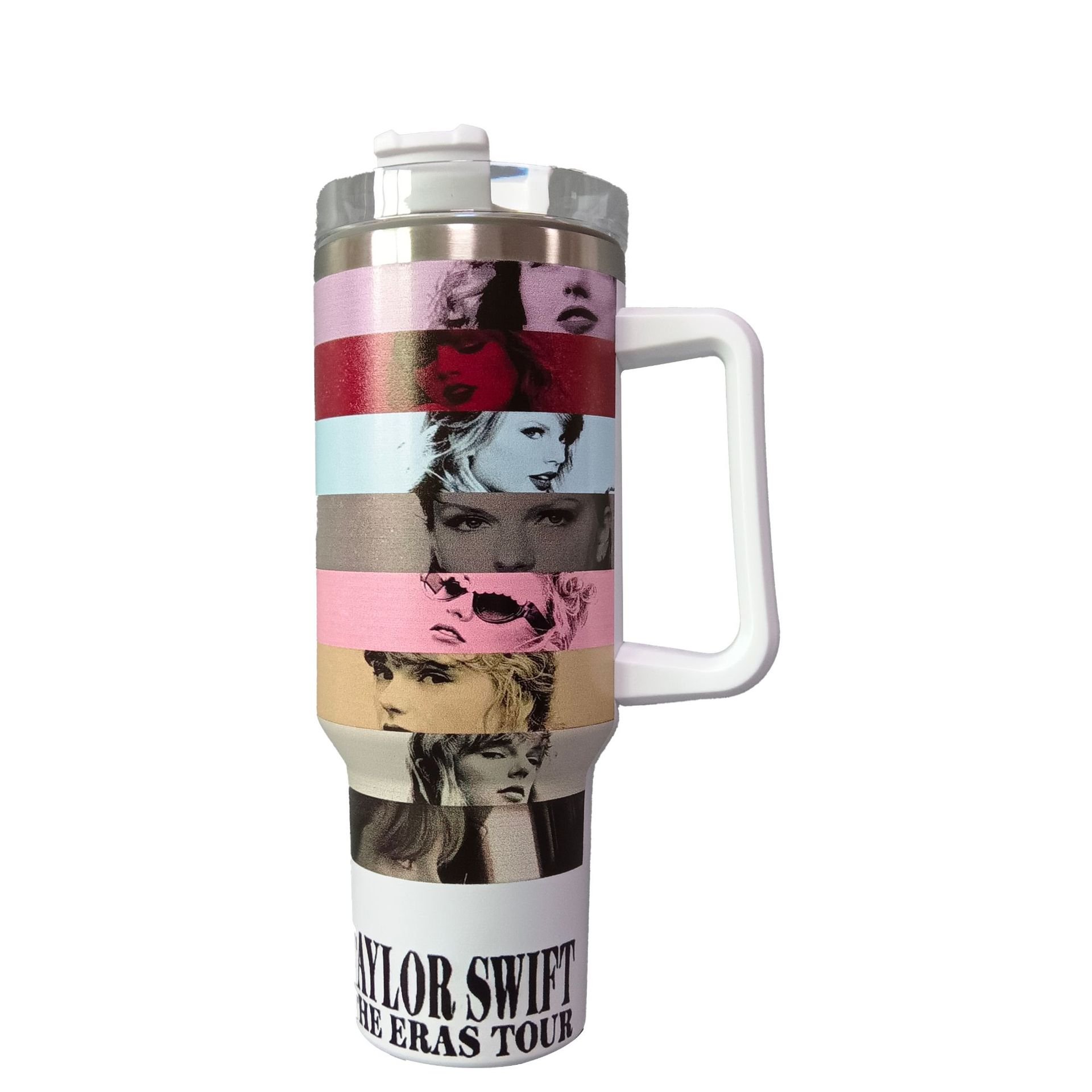 USA Style Taylor Eras Tour Mug 40 oz Sublimation Stainless Steel Tumbler Cup With Handle And Straw Lid high quality tumbler gift
