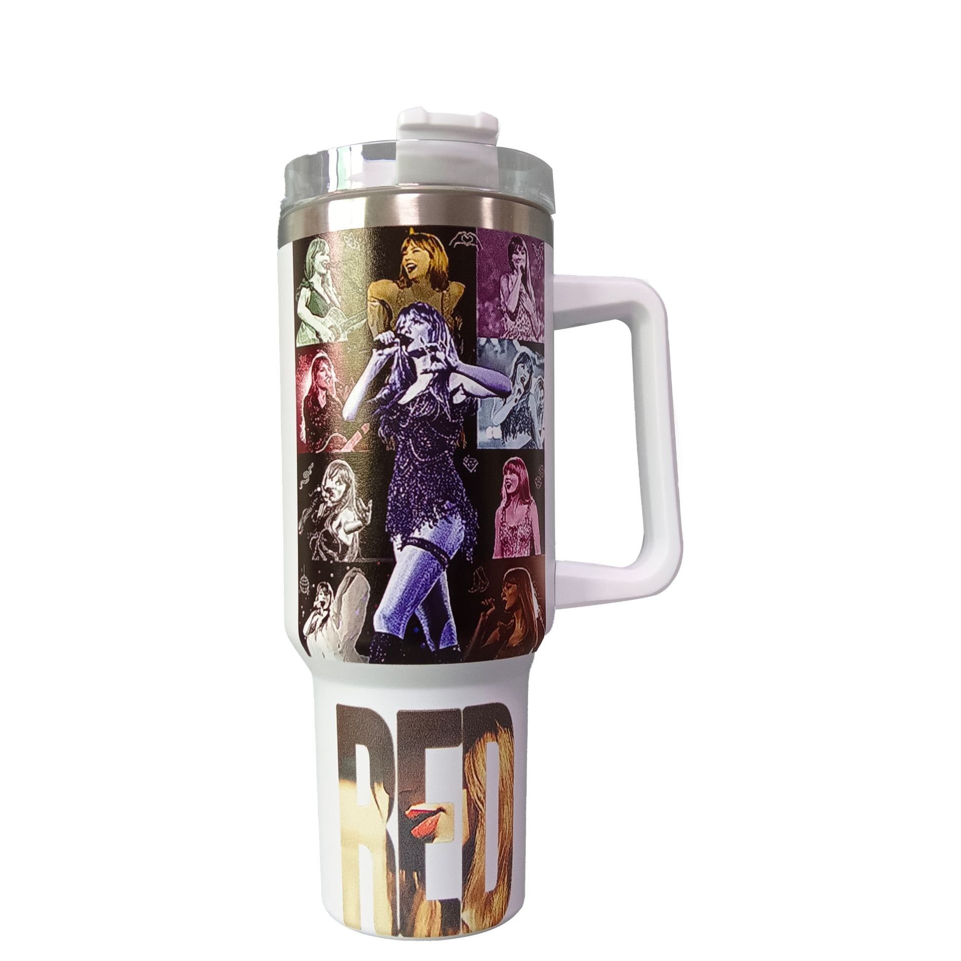 USA Style Taylor Eras Tour Mug 40 oz Sublimation Stainless Steel Tumbler Cup With Handle And Straw Lid high quality tumbler gift