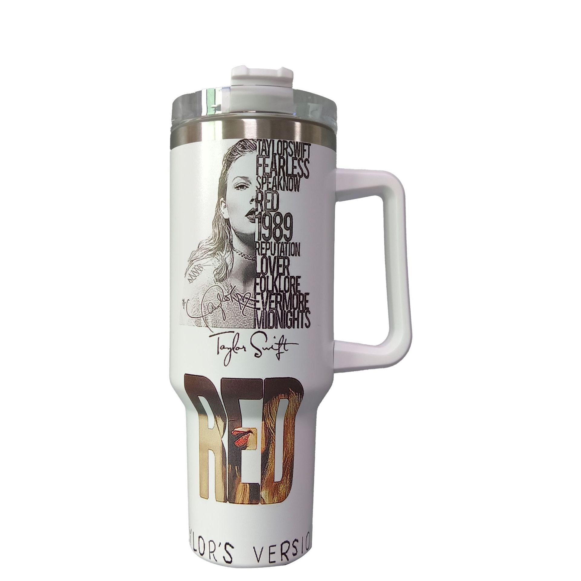 USA Style Taylor Eras Tour Mug 40 oz Sublimation Stainless Steel Tumbler Cup With Handle And Straw Lid high quality tumbler gift