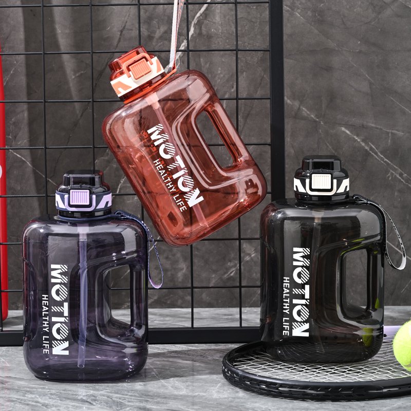 Customized Logo Half Gallon Transparent Water Bottle Plastic Sports Motivational Water Bottles Large Capacity Fitness Bottle