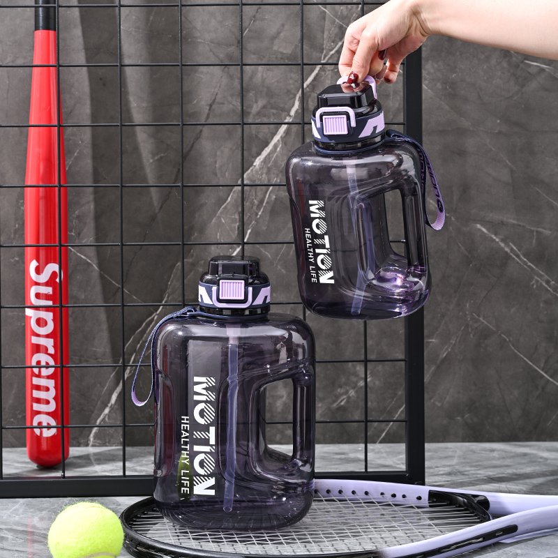 Customized Logo Half Gallon Transparent Water Bottle Plastic Sports Motivational Water Bottles Large Capacity Fitness Bottle