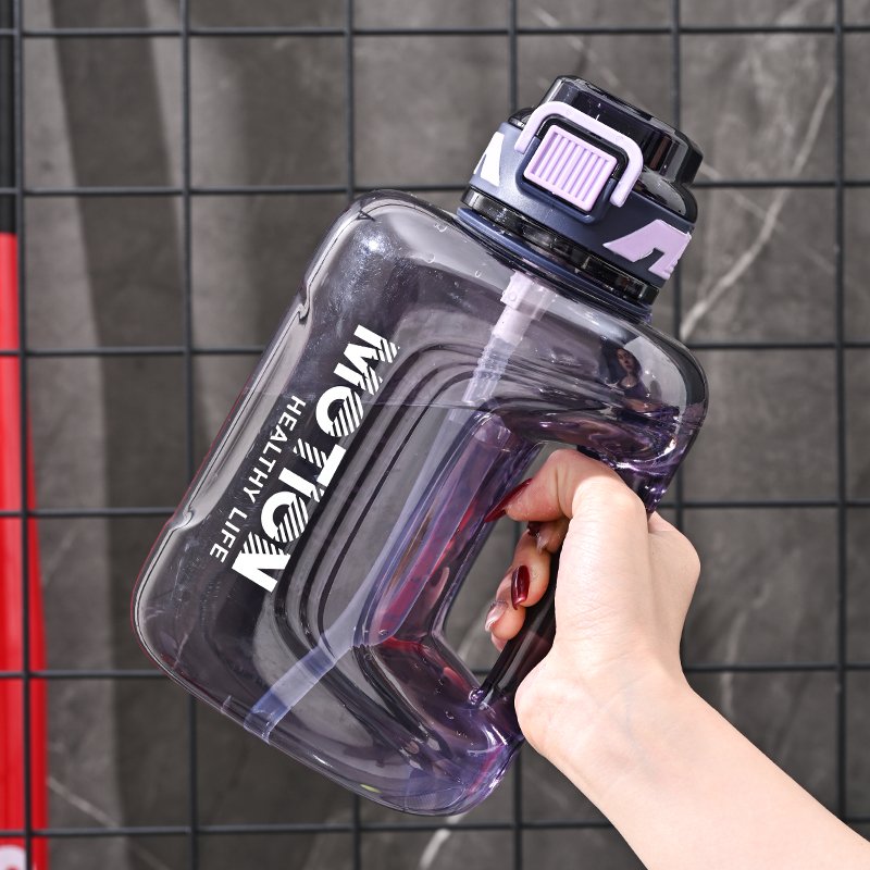 Customized Logo Half Gallon Transparent Water Bottle Plastic Sports Motivational Water Bottles Large Capacity Fitness Bottle