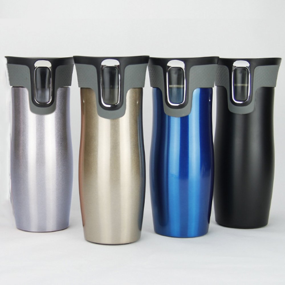 14oz Double Layer Insulated Stainless Steel Portable coffee tumbler Water Bottle with button