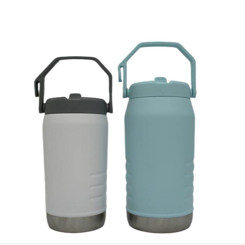 Big capacity 1.2L/1.9L Double wall stainless steel vacuum flask with Collapsible Drinking Straw and handle