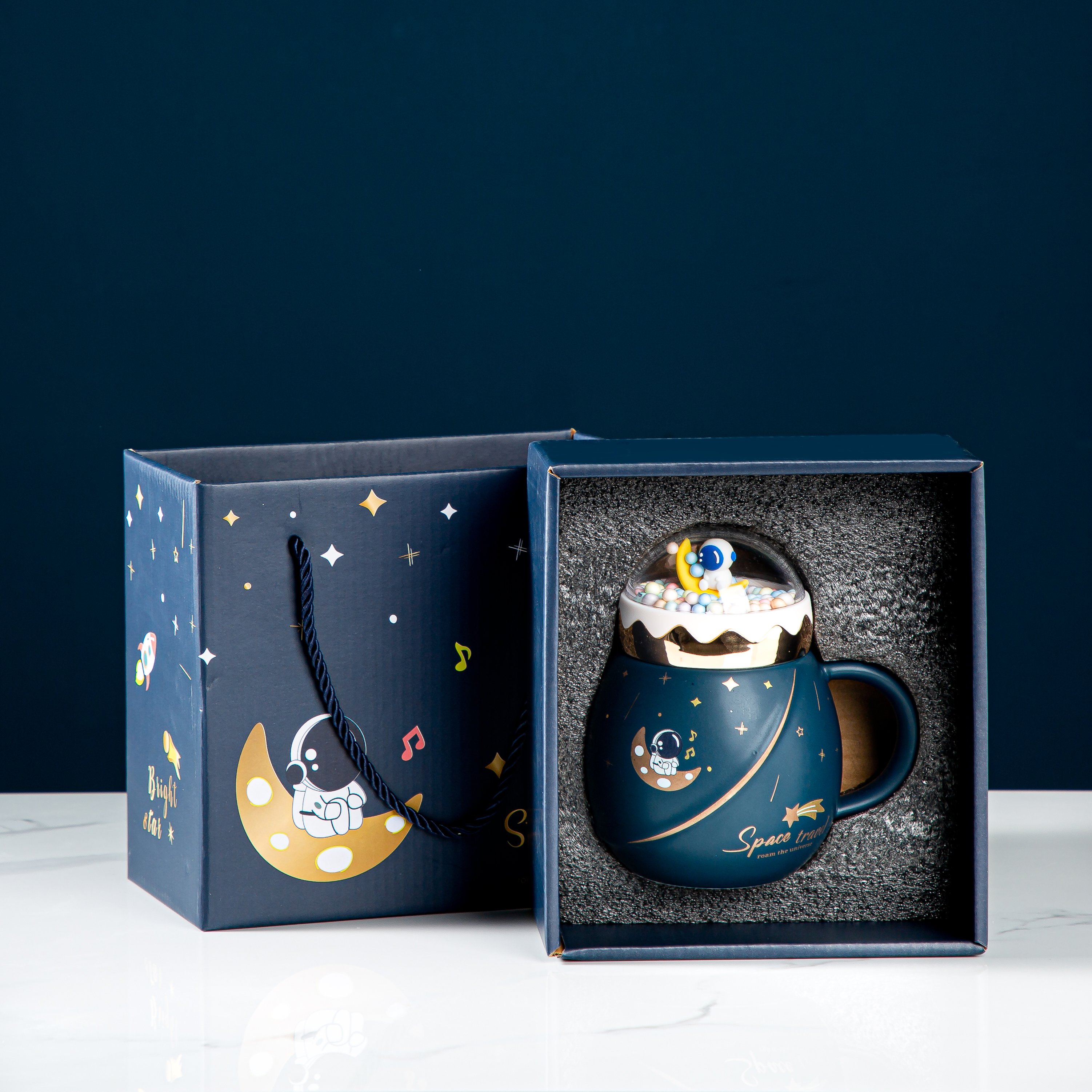 creative birthday gift cartoon ceramic cup round creative personality gift cup drinking cups set coffee mug with lid