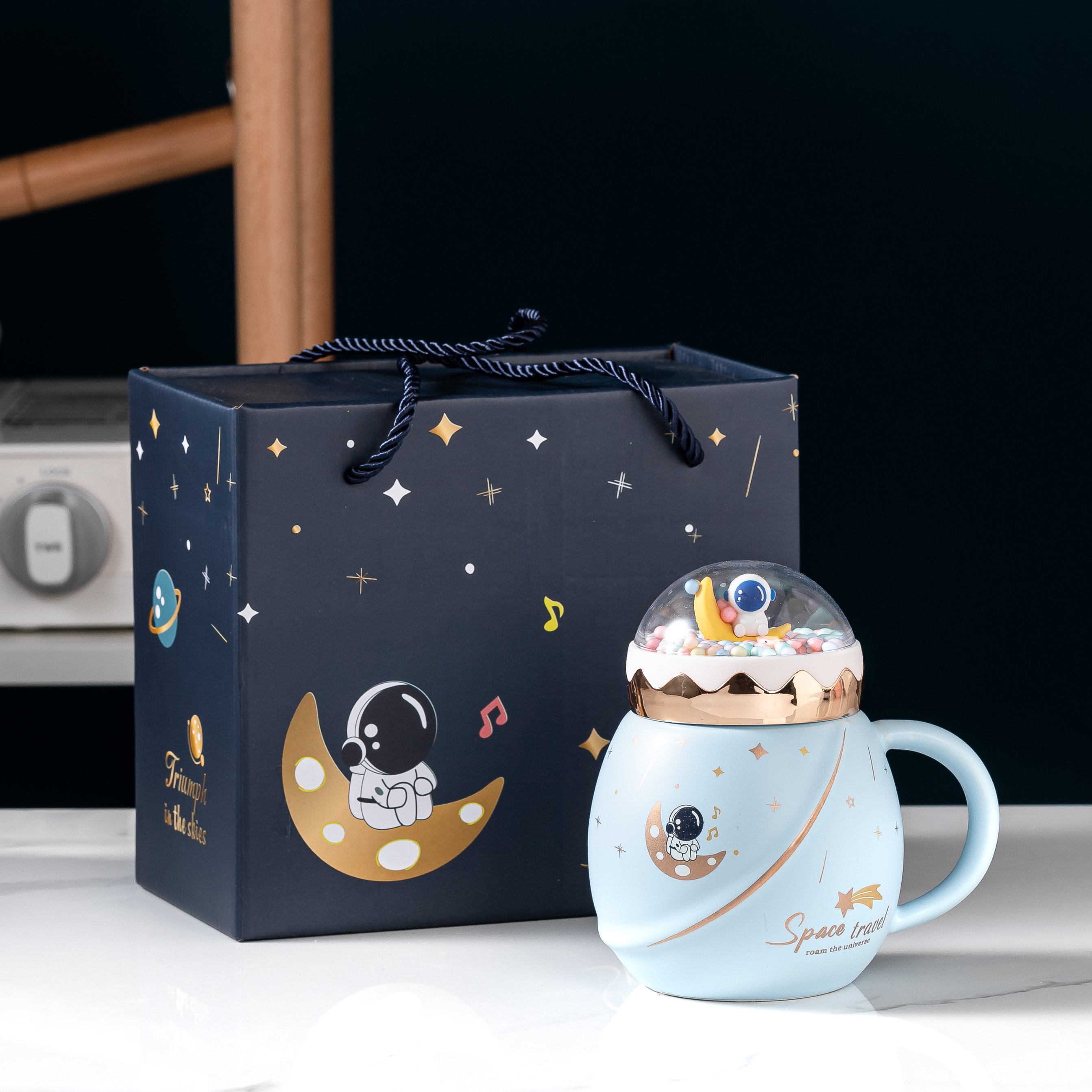 creative birthday gift cartoon ceramic cup round creative personality gift cup drinking cups set coffee mug with lid