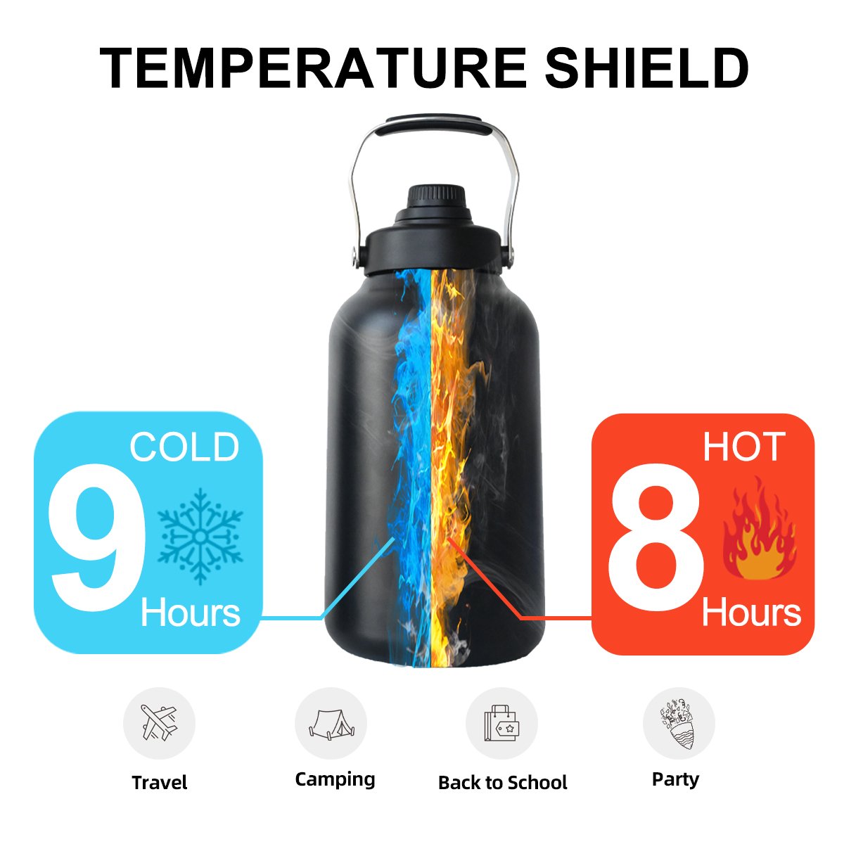 wholesale custom logo 64oz 128oz stainless steel vacuum flasks thermal vacuum flasks water bottle