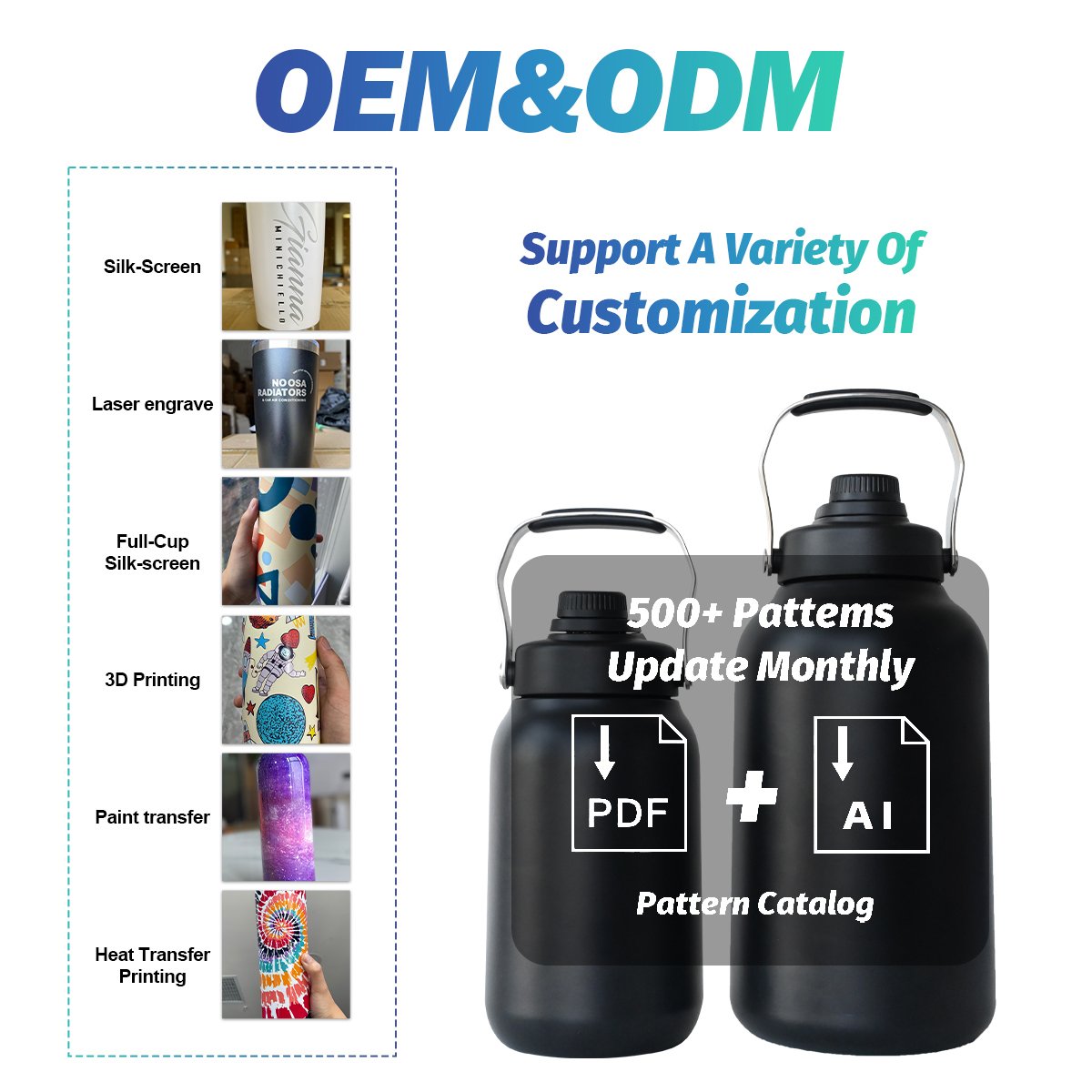 wholesale custom logo 64oz 128oz stainless steel vacuum flasks thermal vacuum flasks water bottle