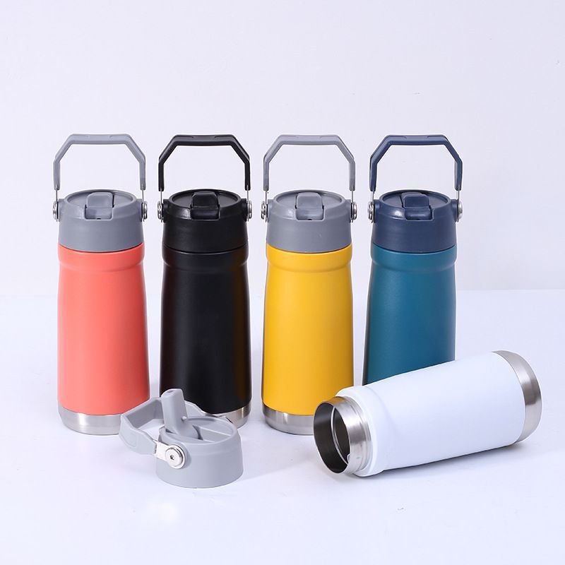 Custom Travel Thermos Flask Stainless Steel Vacuum Metal Water Bottles Stainless Steel Insulated Thermal Mug Tumbler with Handle