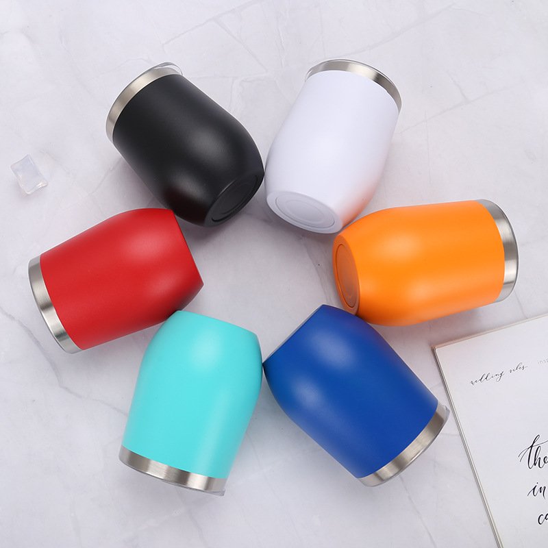 OEM/ODM 12oz Egg Shape Double Wall Stainless Steel Vacuum cup Thermal Travel Coffee Wine Mug Insulated wine Tumbler