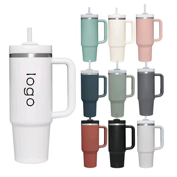 New Stainless Steel Insulated Vacuum Car Mug 40oz Tumbler with Handle Holder 2.0 In Stock