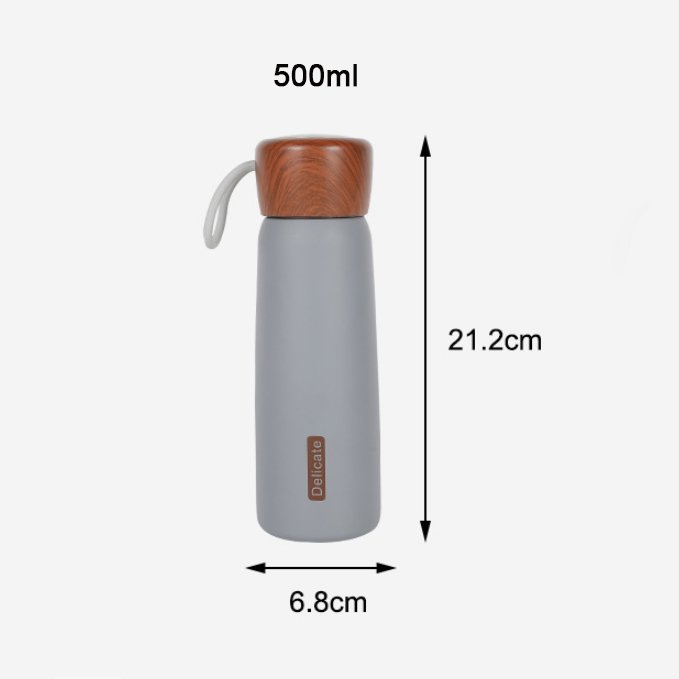 500ml thermos tumbler stainless steel vacuum flask double wall water bottle with new wood pattern lid