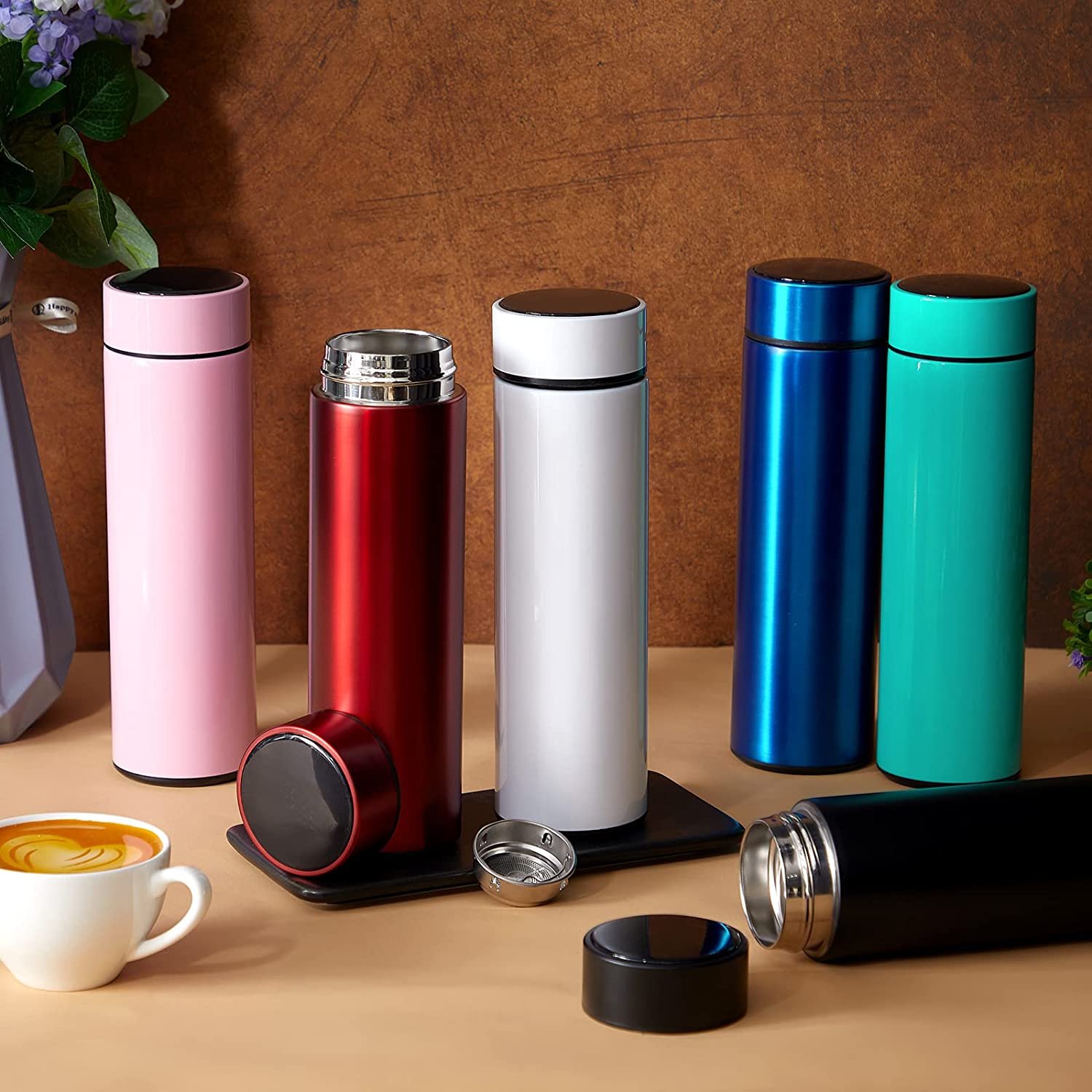 450ml Stainless Steel Insulated Vacuum Flask Tea Infuser Thermos Double Wall BPA Free Eco-friendly Flask Leakproof Water Bottle