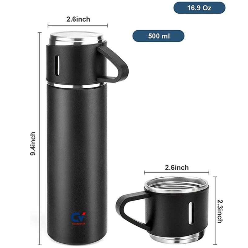 Gift Box 3pcs Outdoor Travel Coffee Tea Drinkware Stainless Steel Insulated Water Bottle Cup Vacuum Flask Set For Christmas Gift