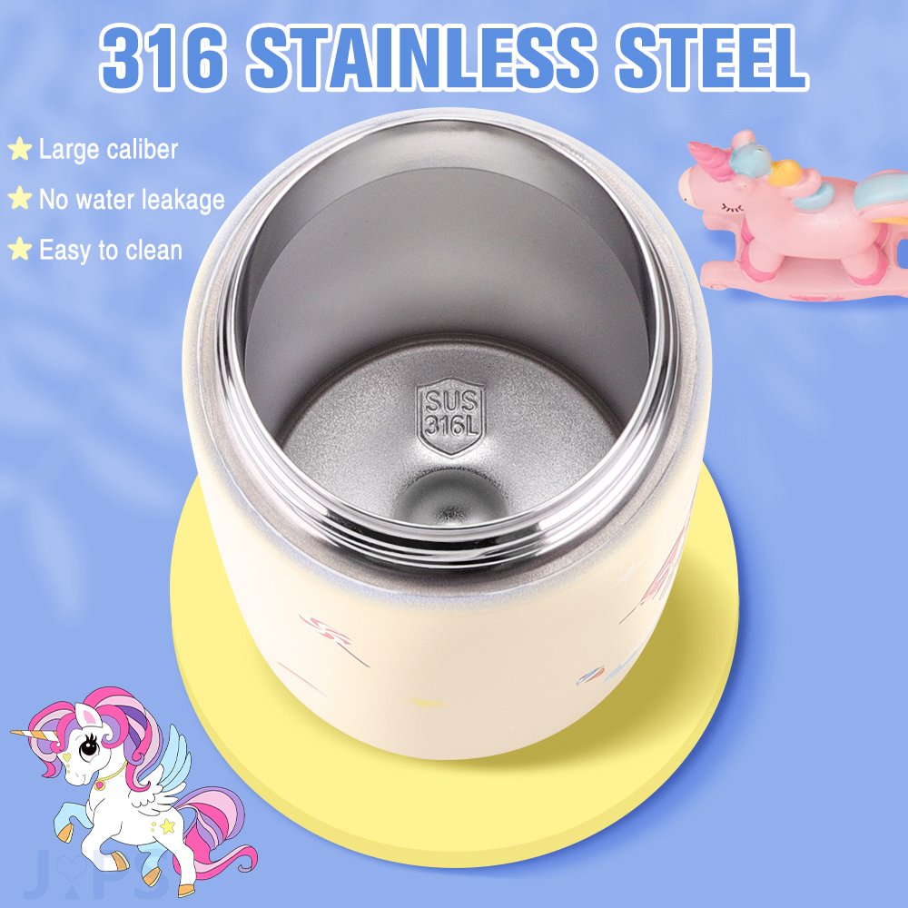 400ML Cartoon Water Bottle For Kids Cute Children's Cup With Straw Custom Stainless Steel Thermos Bottle Mug Cups