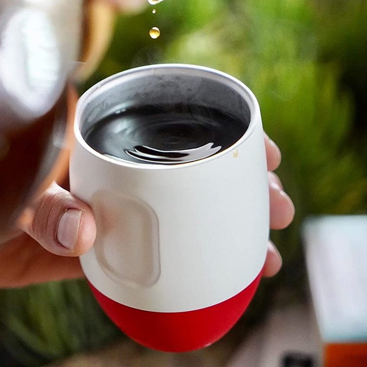 Custom Logo 350ml 12oz Egg shape stainless steel coffee tumbler mugs double wall vacuum insulated cup with lid