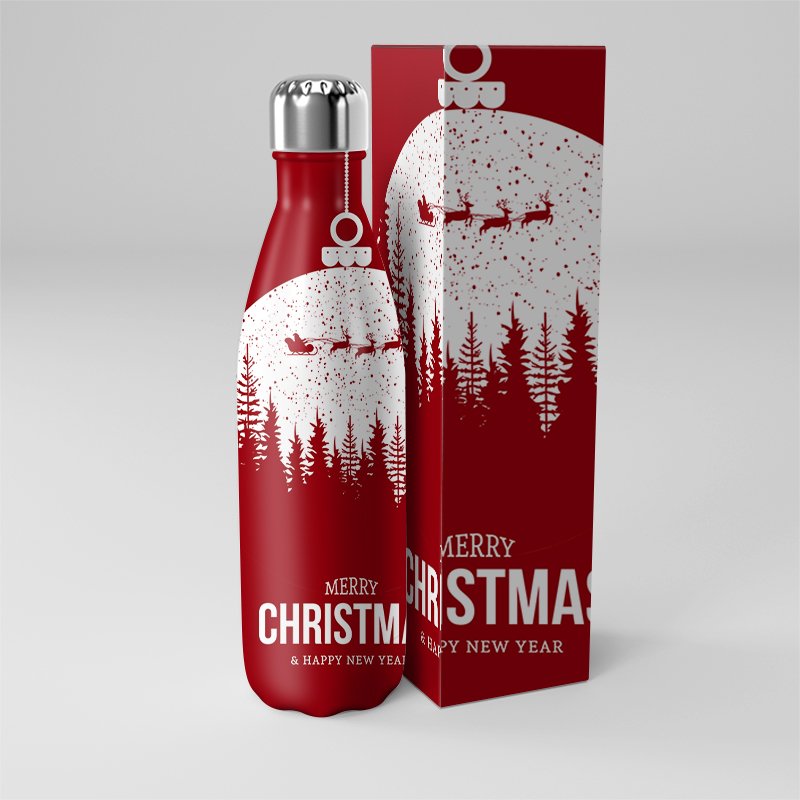 Ailingalaxy Christmas Hot Water Bottle 500ml 1000ml Bottle Christmas Stainless Steel Water Bottle Cola Shape Customized Logo
