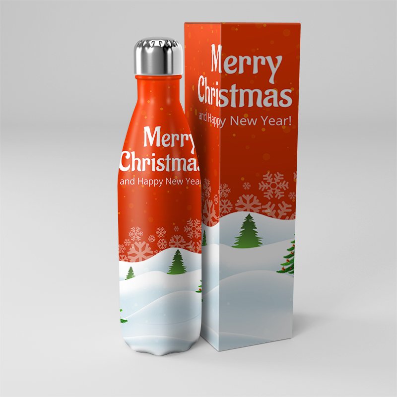 Ailingalaxy Christmas Hot Water Bottle 500ml 1000ml Bottle Christmas Stainless Steel Water Bottle Cola Shape Customized Logo