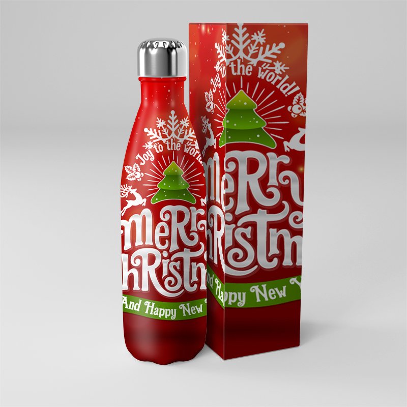 Ailingalaxy Christmas Hot Water Bottle 500ml 1000ml Bottle Christmas Stainless Steel Water Bottle Cola Shape Customized Logo
