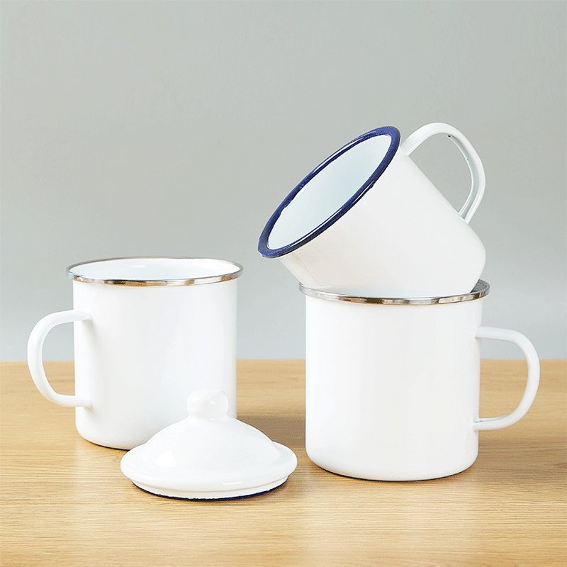 supplier blank white Metal Customized logo design reusable freezer unbreakable travel enamel Coffee mug for Sublimation Printing