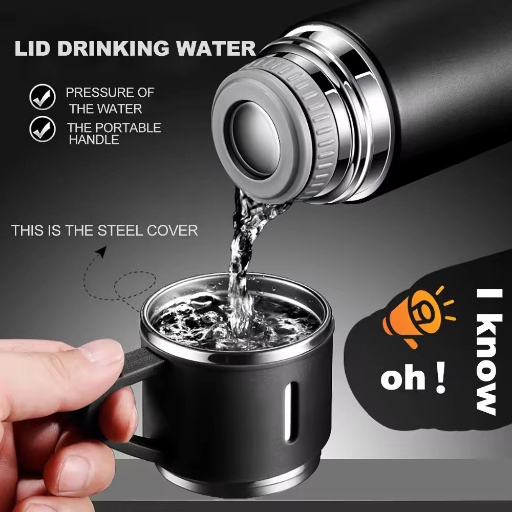 Classic Design Thermos Flask Double Wall Stainless Steel Vacuum Flask Straight Business Water Bottle for Camping