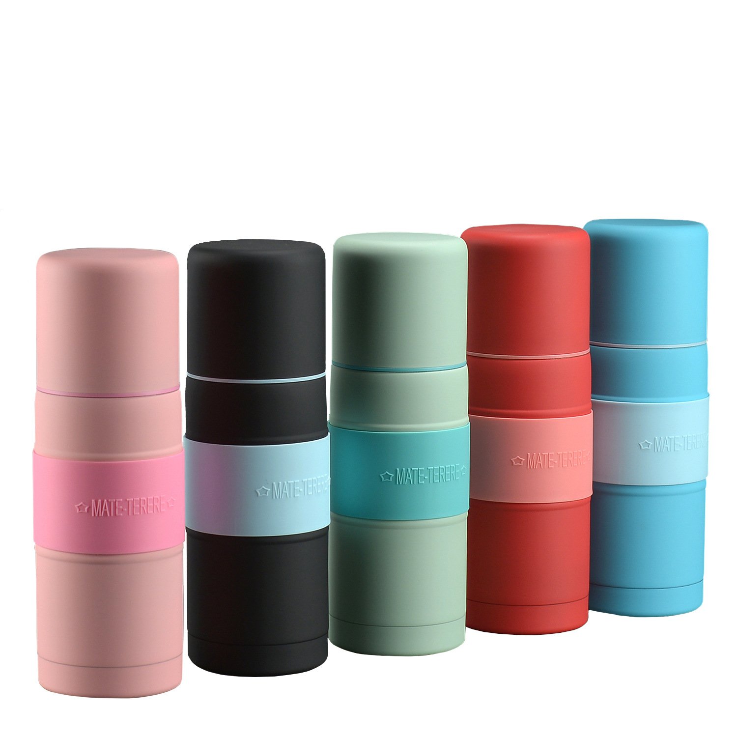 500ml Rubber Painted Insulated Yerba Mate Tea Bottle Straw Cups Double Wall Stainless Steel Wide Mouth Insulated Vacuum Flasks