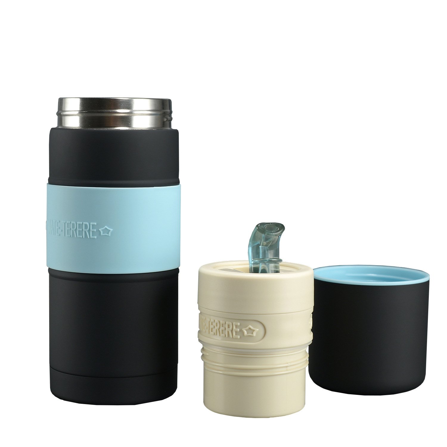 500ml Rubber Painted Insulated Yerba Mate Tea Bottle Straw Cups Double Wall Stainless Steel Wide Mouth Insulated Vacuum Flasks