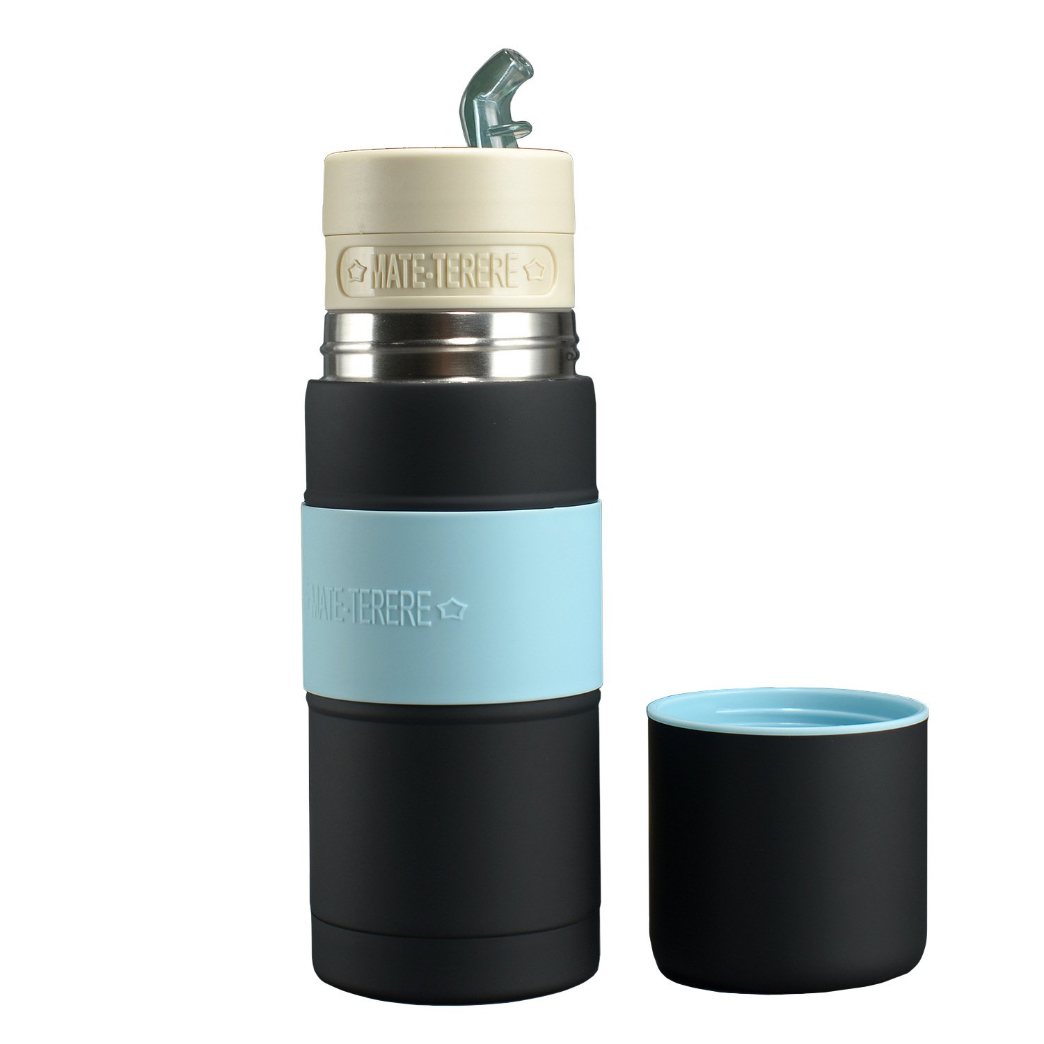 500ml Rubber Painted Insulated Yerba Mate Tea Bottle Straw Cups Double Wall Stainless Steel Wide Mouth Insulated Vacuum Flasks