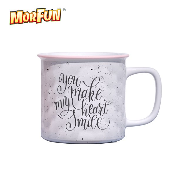 Best selling Valentine's Day water bottle enamel porcelain custom ceramic mug with decal