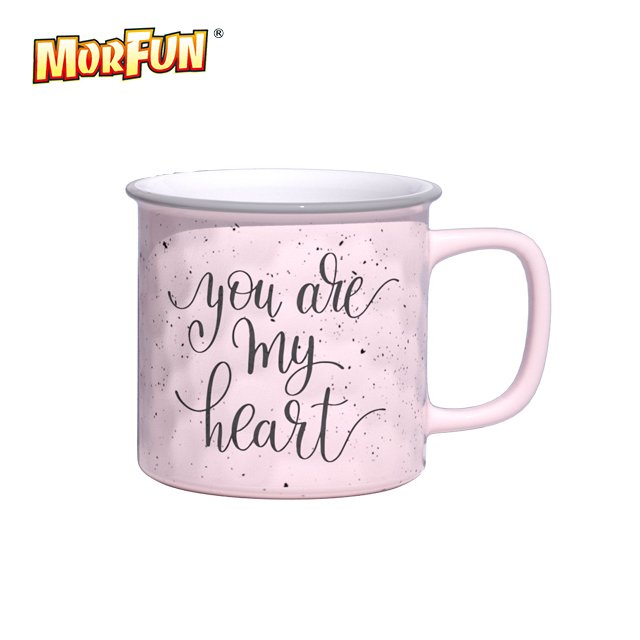 Best selling Valentine's Day water bottle enamel porcelain custom ceramic mug with decal
