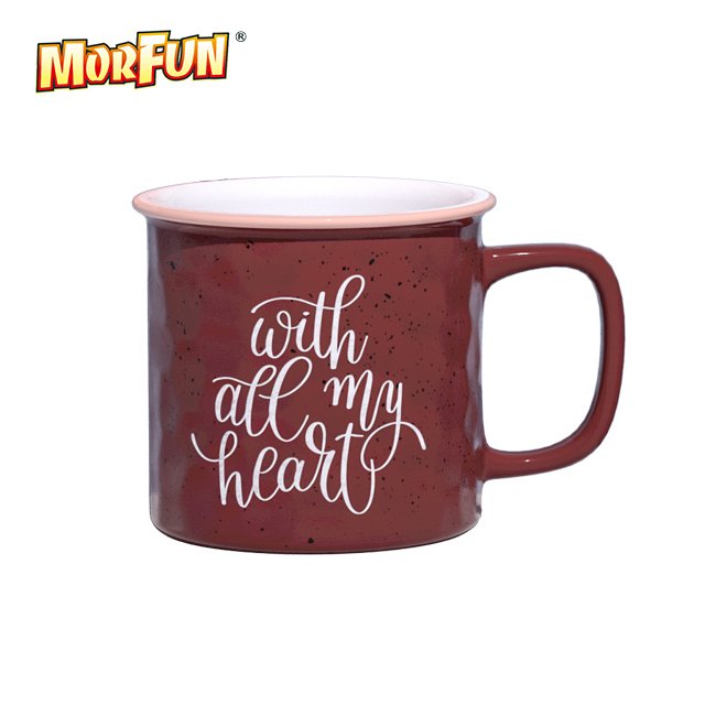 Best selling Valentine's Day water bottle enamel porcelain custom ceramic mug with decal